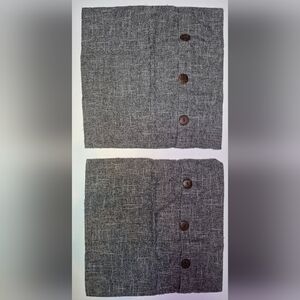 Gray Textured Cushions Covers with Brown Buttons X2